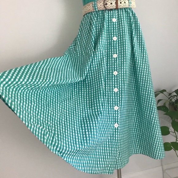 True Vintage Gingham Casual Full Skirt Midi Dress - Picture 2 of 16